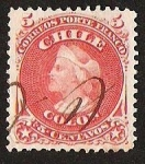 Stamps America - Chile -  PRIMERA DENTADA CORREOS PORTE FRANCO- BUSTO DE COLON GRABADOS