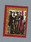 Stamps Poland -  Hombres y bandera