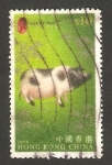Sellos del Mundo : Asia : Hong_Kong : animal del zodiaco chino, un cerdo