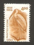 Stamps India -  una cigüeña