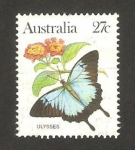 Stamps Australia -  Mariposa, ulysses