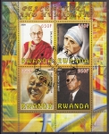 Sellos del Mundo : Africa : Rwanda : Ruanda 2009 Nelson Mandela, Dalai Lama, Madre Teresa de Calcuta y John F. Kennedy