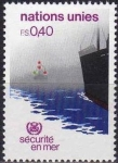Stamps : America : ONU :  ONU GINEBRA 1983 114 Sello Nuevo ** Seguridad en el Mar Barco 0,40Fs