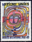 Stamps : America : ONU :  ONU GINEBRA 1983 120 Sello Nuevo ** Derechos del Hombre 1,20Fs