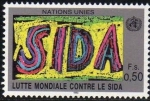 Stamps : America : ONU :  ONU GINEBRA 1990 184 Sello Nuevo ** AIDS Lucha Mundial contra el SIDA 0,50Fs