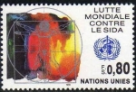 Stamps : America : ONU :  ONU GINEBRA 1990 185 Sello Nuevo ** AIDS Lucha Mundial contra el SIDA 0,80Fs