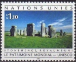 Stamps : America : ONU :  ONU GINEBRA 1992 212 Sello Nuevo ** Patrimonio Mundial UNESCO Stonehenge Gran Bretaña 1,10Fs