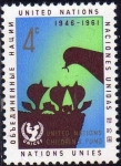 Sellos del Mundo : America : ONU : ONU NEW YORK 1961 98 Sello Nuevo ** UNICEF Paloma alimentando crias 4c