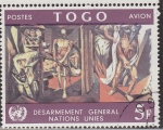 Stamps : America : ONU :  ONU TOGO 1967 C73 Sello Desarme Mural de José Vela Zanetti en la Oficina de New York 5F