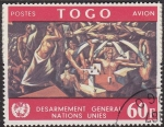 Stamps : America : ONU :  ONU TOGO 1967 C77 Sello Desarme Mural de José Vela Zanetti en la Oficina de New York 60F