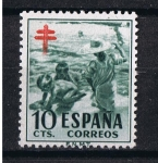 Stamps Spain -  Edifil  1104  Pro Tuberculosis.  Cruz de Lorena en rojo.  