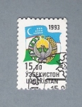 Stamps : Asia : Uzbekistan :  Bandera y escudo