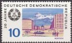 Stamps Germany -  Alemania DDR 1969 Scott 1129 Sello Nuevo Escudo de Armas y Vista de Rostock 10pf Allemagne Duitsland