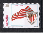 Stamps : Europe : Spain :  Edifil  3530  Deportes. Centenario del Athletic Club de Bilbao.  Escudo y bandera "