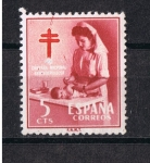 Stamps Spain -  Edifil  1121  Pro Tuberculosos.  Cruz de Lorena en rojo.  