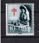 Stamps Spain -  Edifil  1122  Pro Tuberculosos.  Cruz de Lorena en rojo.  