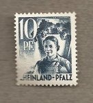 Stamps Germany -  Muchacha llevando cesto con uvas