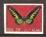 Stamps Oman -  Mariposas.