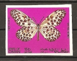 Stamps Oman -  Mariposas.