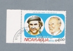 Stamps : America : Nicaragua :  Vista del Papa a Nicaragua