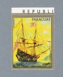 Stamps Paraguay -  Barco Santa Maria con el cual viajó Colón en 1492