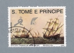 Sellos de Africa - Santo Tom� y Principe -  Pinturas Caravelas Mercantes