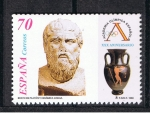Stamps : Europe : Spain :  Edifil  3605  XXX anive. de la Academia Olímpica Española.  " Busto de Platón, ánfora griega y logot