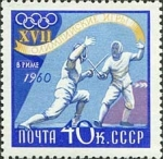 Stamps : Europe : Russia :  17ª JUEGOS DE VERANO OLYMPYC."esgrima"