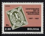 Stamps Bolivia -  Centenario de la Estampilla boliviana. Challa 1863. Condor 1867