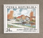 Sellos de Europa - Rep�blica Checa -  Cuadro por Alfred Sisley