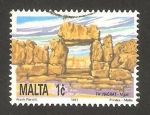 Sellos de Europa - Malta -  entrada al templo neolítico de mgarr