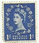 Stamps United Kingdom -  Queen Elizabeth II 1952 1 d