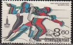Sellos del Mundo : Europa : Checoslovaquia : CHECOSLOVAQUIA 1980 Scott 2296 Sello Nuevo Juegos Olimpicos Esgrima Matasello de favor Preobliterado