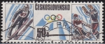 Sellos del Mundo : Europa : Checoslovaquia : CHECOSLOVAQUIA 1988 Scott 2687 Sello Nuevo Juegos Olimpicos Saltos de Ski y Hockey Hielo Matasello d