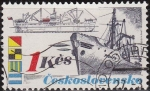 Sellos de Europa - Checoslovaquia -  CHECOSLOVAQUIA 1989 Scott 2737 Sello Nuevo Barcos Pyonyr y Banderas Matasello de favor Preobliterado