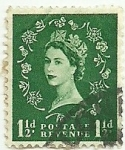 Stamps United Kingdom -  Queen Elizabeth II 1952 1,5 d
