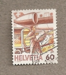 Stamps Switzerland -  Cargando correo en avión