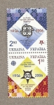 Stamps : Europe : Ukraine :  50 Aniversario primeros sellos Europa