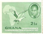 Stamps Africa - Ghana -  INDEPENDENCE COMMEMORATION 6 MARCH1957