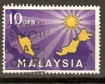 Sellos de Asia - Malasia -  MAPA  DE  MALASIA  Y  14  PUNTOS