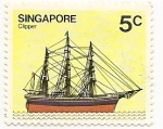 Stamps Asia - Singapore -  Barco (Clipper)