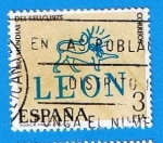 Stamps Spain -  Dia mundial del sello.(Marca prefilatelica de Leon)