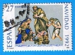 Stamps : Europe : Spain :  Navidad 1992, (Nacimiento Obra de Obdulia Acevedo)