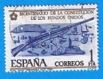 Stamps Spain -  Bicentenario de la independencia de los Estados Unidos,Fusil modelo 1757)