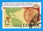 Stamps Spain -  Primer viaje al continente americanode SS,MM: los Reyes de españa