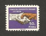 Stamps Peru -  fondo del periodista peruano, dos manos saludándose
