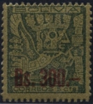 Stamps Bolivia -  Puerta del Sol de Tiahuanacu. Sobrecargados