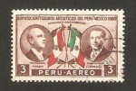 Sellos del Mundo : America : Per� : exposición, tesoros artísticos del Perú,México 1960, presidente prado y presidente lopez