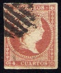 Stamps : Europe : Spain :  Isabel II Edifil 44 filigrana lineas cruzadas