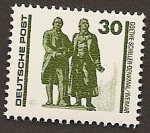 Stamps Germany -  Estatua de Goethe y Schiller  en Weimar